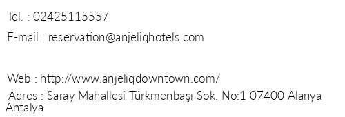 Anjeliq Downtown Hotel telefon numaralar, faks, e-mail, posta adresi ve iletiim bilgileri